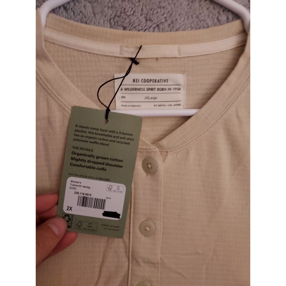 NEW REI Co Op Shirt Womens 2XL XXL Trailsmith Henley Base Layer Hiking SPOTS - Picture 3 of 11